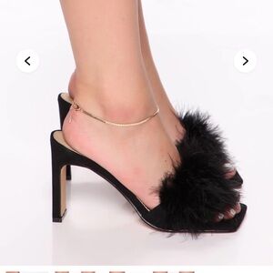 Fashion Nova Black Feathered Heels